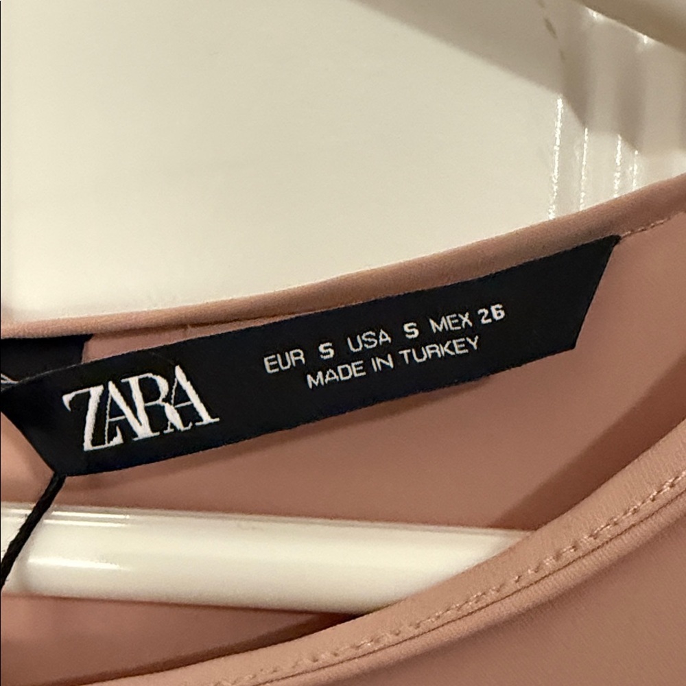 NWT Zara Blush & Cream Colorblock Oversized Blouse - Picture 3 of 11